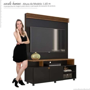Home Sala Para TV Até 55 Pol Berlim 1.36 Lukaliam Preto/Canela