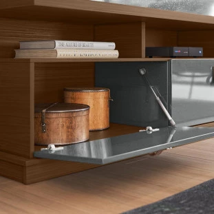 Estante Home Para TV 70 Polegadas 207cm Bilbao Lukaliam Cedro/Cinza Perolizado