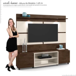 Estante Home Para TV 60 Polegadas Bless 1.8 Com LED Lukaliam Noce/Off White