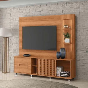 Estante Home Sala 207cm Para TV 70 Pol LED Brise Lukaliam Jequitiba