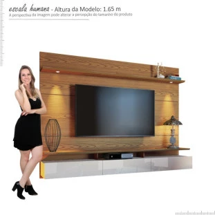 Home Suspenso Sala Para TV 75 Polegadas 218x164 Decore 2.2 Imcal Freijó/Off White
