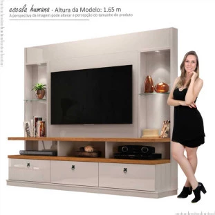 Estante Home Para TV 55 Polegadas Dinamarca 2.2 Lukaliam Off White/Amêndoa