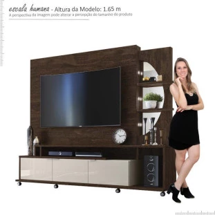 Estante Home Para TV 55 Polegadas Elegance 2.1 Lukaliam Noce/Off White