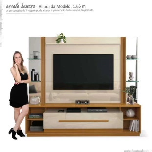 Estante Home Para TV 60 Polegadas Império EDN Off White/Cedro