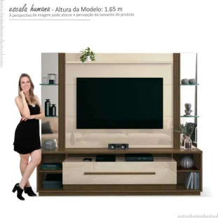 Estante Home Para TV 60 Polegadas Império EDN Off White/Nogal