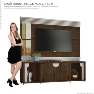 Estante Home Para TV 60 Polegadas Firenze Lukaliam Castanho/Off White