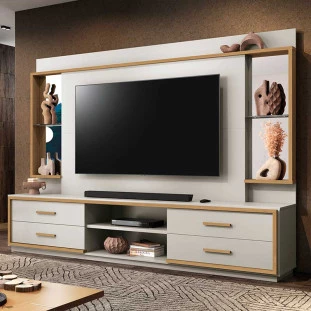 Home Para Sala 2.4m TV 75 Pol Movie EAX Móveis Fendi/Freijo