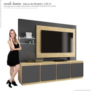Estante Home Para TV até 55 Luz EDN Grafite/Pinus