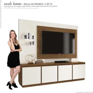 Estante Home Para TV até 55 Luz EDN Off White/Naturale