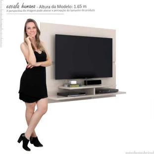 Painel Suspenso Para TV 50 Polegadas Mônaco 1.5 Lukaliam Off White