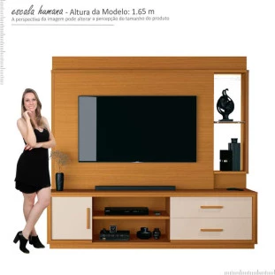 Home Rack com Painel 2.0m TV 75 Pol Avis EAX Cedro/Off White