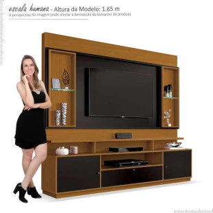 Estante Home Para TV 58 Polegadas Ravello EDN Cedro/Preto