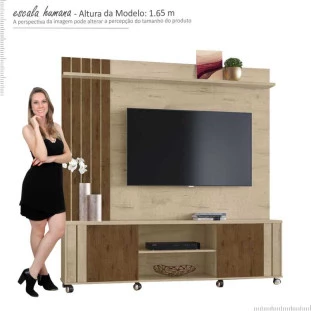 Estante Home Para TV 55 Polegadas Ravello 1.8 Lukaliam Carvalho/Canela