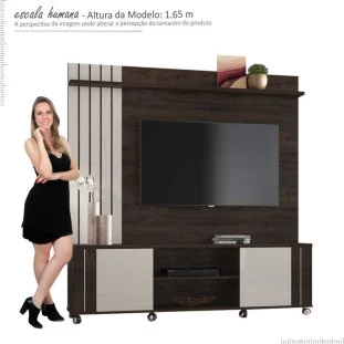 Estante Home Para TV 55 Polegadas Ravello 1.8 Lukaliam Noce/Off White