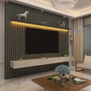 Home Ripado Para TV 85 Polegadas Com LED 230x250 Nobre Gelius Grafite/Off White