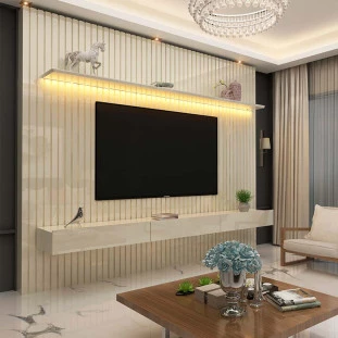 Home Ripado Para TV 85 Polegadas Com LED 230x250 Nobre Gelius Off White