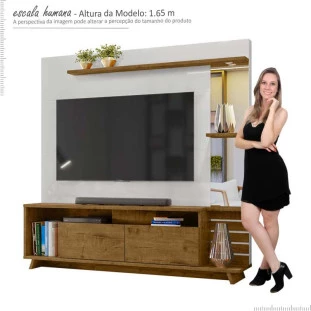 Home Sala Para TV Até 55 Pol Savana 1.8 Lukaliam Off White/Canela