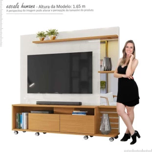 Home Sala Para TV 55 Polegadas Savana 1.8 Lukaliam Off White/Tauari
