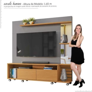 Home Sala Para TV 55 Polegadas Savana 1.8 Lukaliam Cinza/Tauari