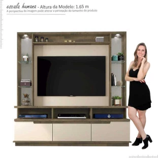 Estante Home Para Sala 1.8 Com Led Vancouver Rv Móveis Amadeirado/Off White