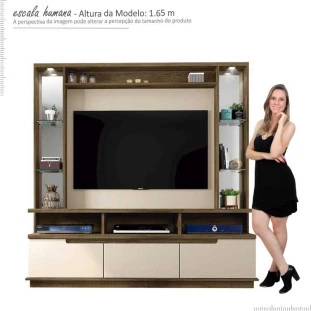 Estante Home Para Sala 1.8 Com Led Vancouver Rv Móveis Freijó/Off White