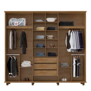 Guarda Roupa Ripado Casal 6 Portas 240cm França RV Móveis Cinamomo