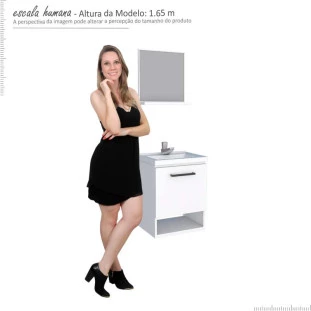 Conjunto Para Banheiro Aço Gabinete e Espelho Pitanga Mais 40 Cozimax Branco