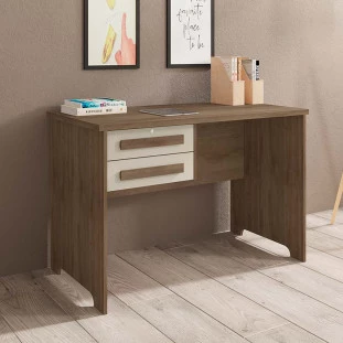 Escrivaninha Escritório Quarto 114cm 2 Gavetas Alemanha RV Móveis Freijo/Off White