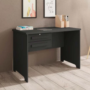 Escrivaninha Escritório Quarto 114cm 2 Gavetas Alemanha RV Móveis Preto