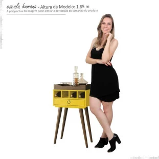 Mesa Lateral Bar com Bandeja Martini EDN Amarelo