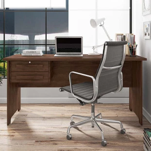 Escrivaninha Mesa Escritório 160cm 2 Gavetas Cannes RV Móveis Noce