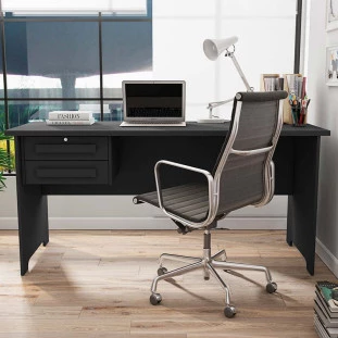 Escrivaninha Mesa Escritório 160cm 2 Gavetas Cannes RV Móveis Preto