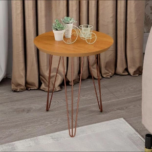 Mesa de Apoio Redonda Pés de Ferro 53 x 53 x 62 Evolution Patrimar Cinamomo