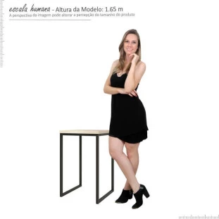 Mesa de Apoio Para Sala 40x40 Iron EAX Móveis Off White