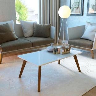 Mesa de Centro Sala Estar Retangular 91x52 Classic Imcal Off White