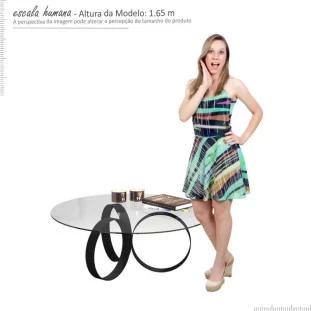 Mesa de Centro Tampo de Vidro Redonda 8060 JB Bechara Preto