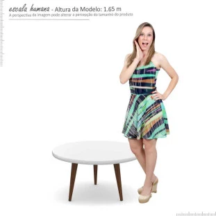 Mesa de Centro Redonda Retrô Pés Palito 67 x 67 x 38 Legs Patrimar Branco