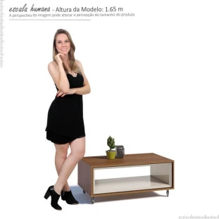 Mesa de Centro Moderna Ópera Imcal Off White/Freijó