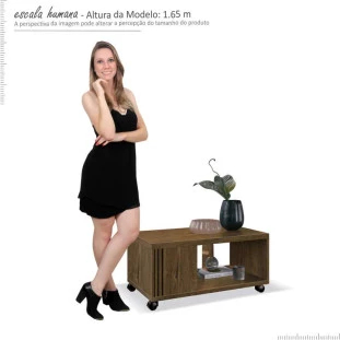 Mesa de Centro com Mesa Pra Notebook Prática EDN Nogal