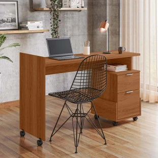 Mesa Para Escritório Estudos 2 Gavetas 138cm Alessa M1 Lukaliam Jequitiba