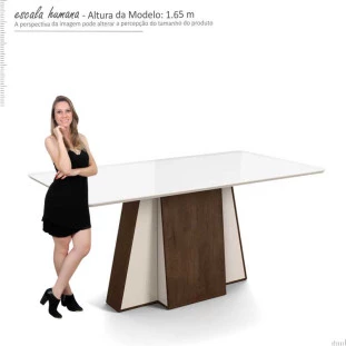 Mesa Para Sala de Jantar 170 x 90 Amalfi Lukaliam Noce/Off White