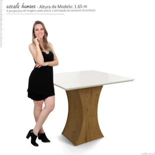 Mesa Para Sala de Jantar 90 x 90 Gabrielle Lukaliam Canela/Off White
