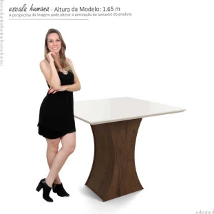 Sala de Jantar 4 Cadeiras 90x90 Gabrielle Lukaliam Noce/Titânio