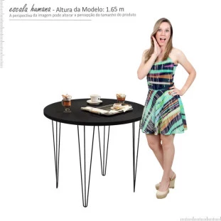 Mesa de Jantar Redonda 90 Pés de Ferro 8080 JB Bechara Preto