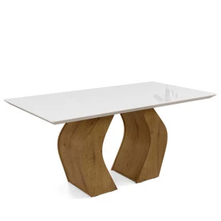 Mesa de Jantar Tampo Vidro 1.7 Santorini Lukaliam Canela/Off White