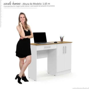 Escrivaninha Mesa Para Estudos Space Patrimar Branco/Nature