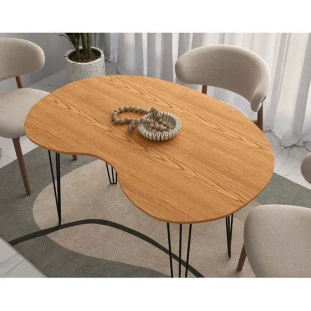 Mesa de Jantar Grão 120x80 Pés Ferro Wood EAX Móveis Naturale