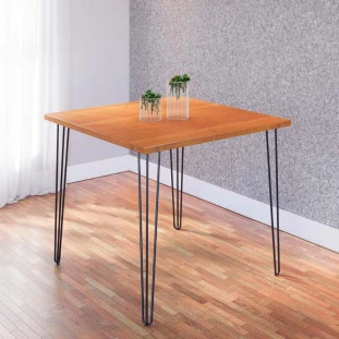 Mesa de Jantar Quadrada 90x90 Pés Ferro Wood EAX Móveis Naturale