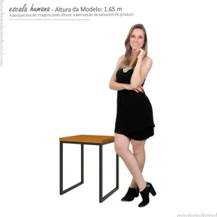 Mesa Lateral Para Sala 40x40 Iron EAX Móveis Cedro 