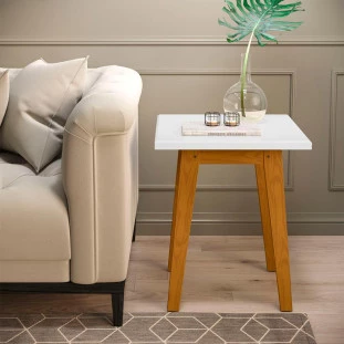 Mesa Lateral Quadrada 45 x 45 x 54 Prism Patrimar Branco